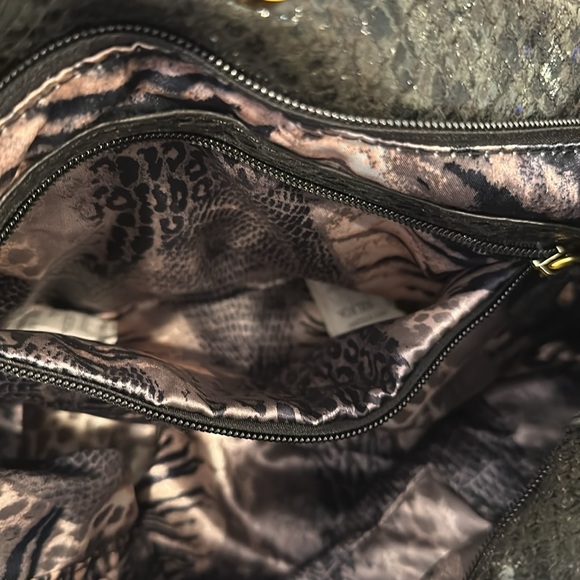 NWOT Galian Black Faux Python Snakeskin handbag gold hardware and tassels - Picture 9 of 11